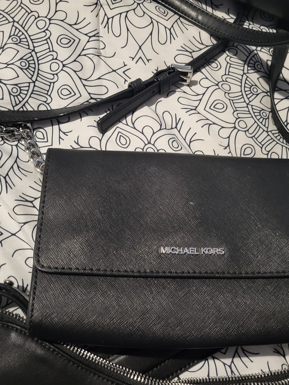 Michael Kors Black Saffiano Leather Crossbody Wallet